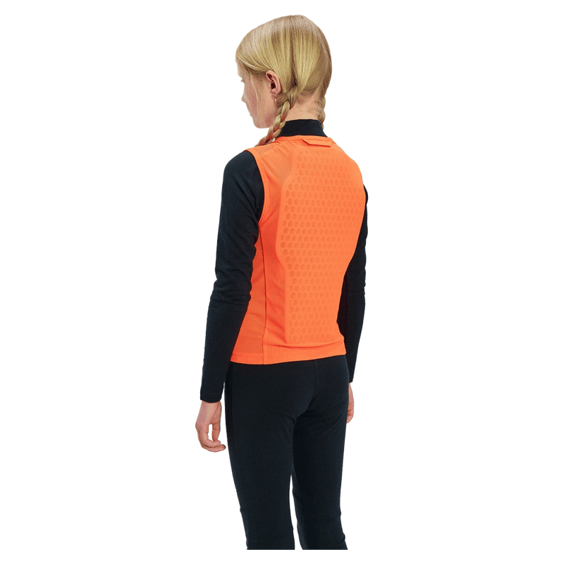 Back view of the Poc Vpd Air Vest Protection in Flourescent Orange colourway, kids's model