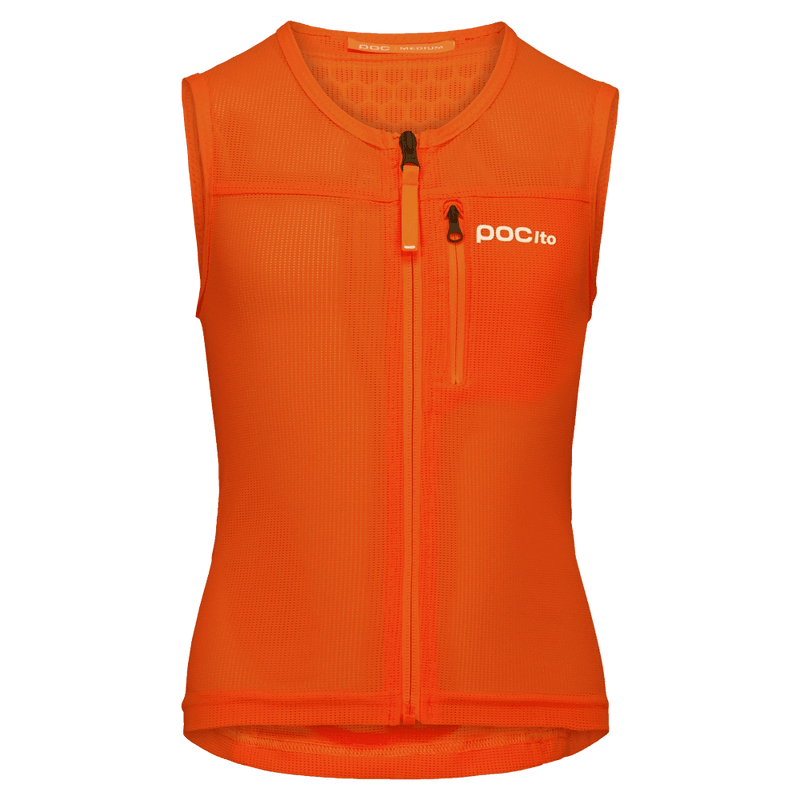 Main view of the Poc Vpd Air Vest Protection in Flourescent Orange colourway, kids's model