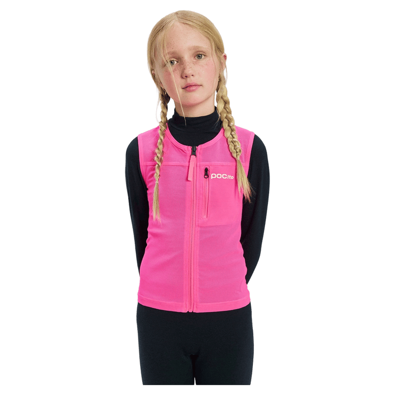 Front view of the Poc Vpd Air Vest Protection in Flourescent Pink colourway, kids's model