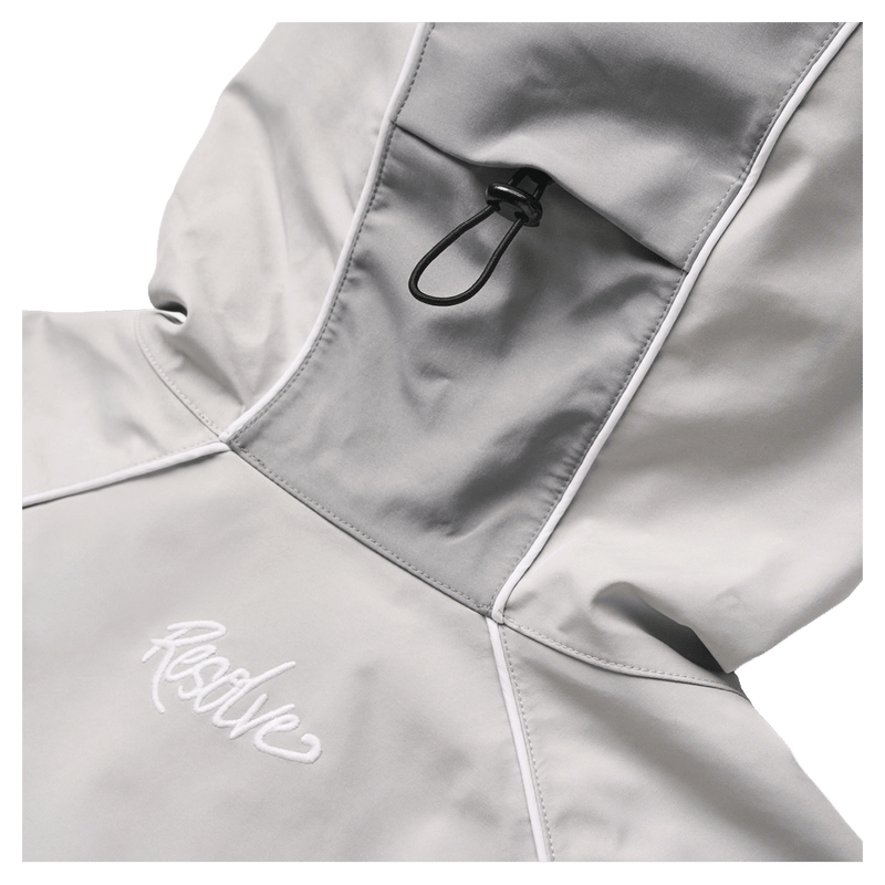 Back view of hood from Resolve Storm Ski Jacket in Grey