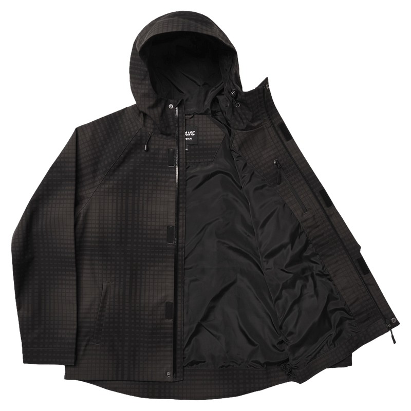 Inside view of the Resolve Geo Ski Jacket in colour Black Plaid