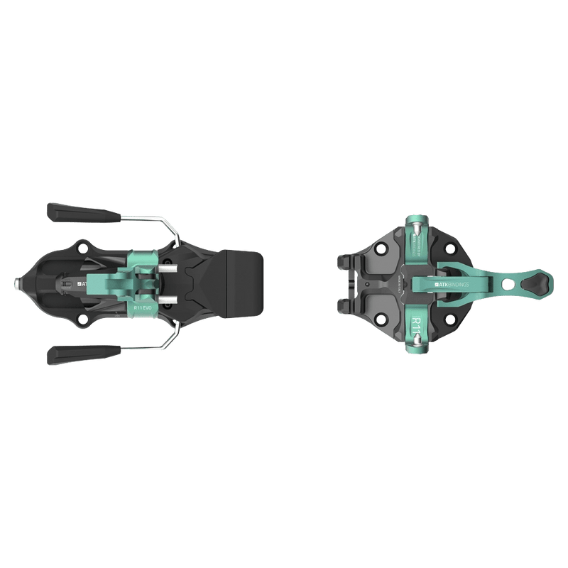 Top view of Aqua Green ATK Raider 11 Evo Ski Touring Bindings
