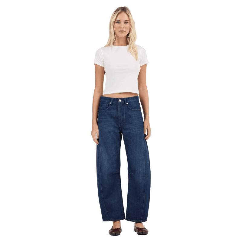 Front view of Rollas Arc Barrel Jeans - Womens in colour Murmur.