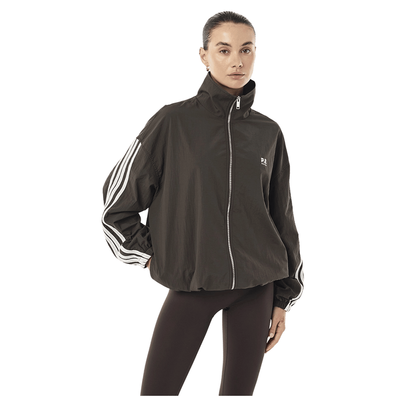 Full view of P.E Nation Radius Jacket - Womens in colour Coffee.