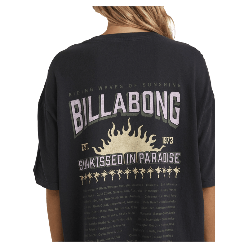 Back view of Billabong Reach For Sunshine Tee - Womens in colour Off Black.