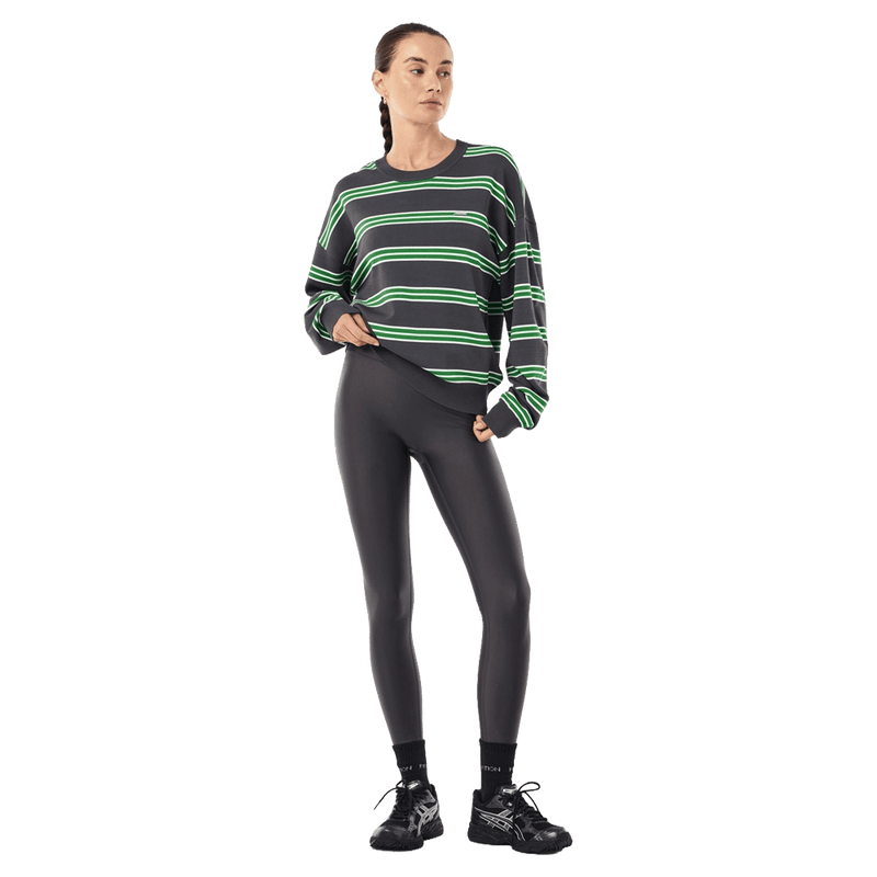Full view of P.E Nation Retreat Stripe Sweater - Womens in colour Iron Stripe