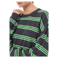 Close up view of P.E Nation Retreat Stripe Sweater - Womens in colour Iron Stripe