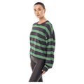 Side Full view of P.E Nation Retreat Stripe Sweater - Womens in colour Iron Stripe