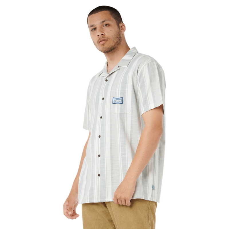 Side image of the Rip Curl Mod Cali Stripe S/S Shirt in Bluefin