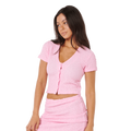 Front image of the Rip Curl Sunset Luau Textured Tee in Pastel Pink