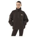 Front view of P.E Nation Rotate Quarter Zip - Womens in colour Coffee.