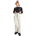 Women's Rojo Softshell High Rise Ski Pants in off-white with black suspenders and front zip closure.