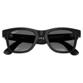 Fodled view of the Ray-Ban Wayfarer Meta Gen 2 Sunglasses in Matte Black, Polar Gradient Graphite lens, unisex model