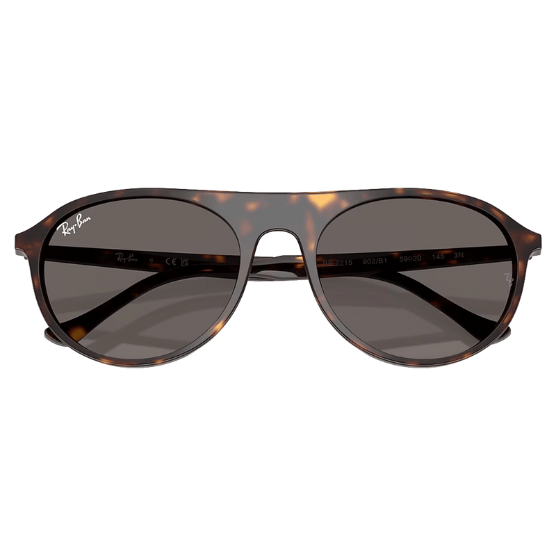 Folded view of the RayBan RB2215 Sunglasses in Havana, Dark Grey lens, unisex model