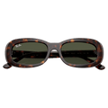 Fodled view of the RayBan RB2221 Sunglasses in Havana, Green lens, unisex model