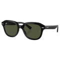 Main view of the RayBan erik Sunglasses in Black, Green lens, unisex model