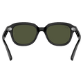 Back view of the RayBan erik Sunglasses in Black, Green lens, unisex model