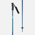 Rossignol Womens Electra Ski Pole with blue shaft, black basket, handle and strap. Teal Rossignol branding on shaft