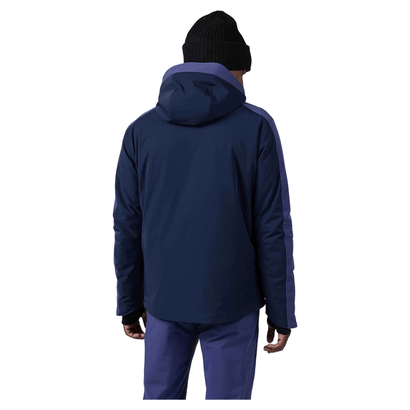 Back view of the Rossignol Blackside 2.0 Jacket in FUTURE BLUE colourway, men model