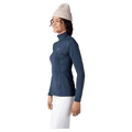 Side view of the Rossignol CLASSIQUE Half ZIP Baselayer in DARK NAVY colourway, women model
