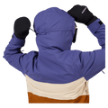 Hood view of the Rossignol Desafio Shell 2L Ski Jacket in FUTURE BLUE colourway, women model