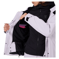 Goggle mesh view of the Rossignol Desafio Shell 2L Ski Jacket in GALACTIC LILAC colourway, women model