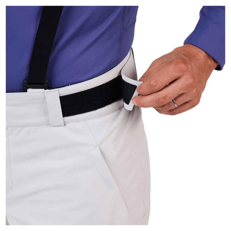 Waist bands view of the Rossignol Insulated Ski Pants in SOFT GREY colourway, men model