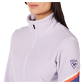 Detail view of the Rossignol Strawpile Full-Zip Fleece Jacket in GALACTIC LILAC colourway, women model