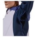 Underarm vents view of the Rossignol VELIKA INSULATED Jacket in GALACTIC LILAC colourway, women model
