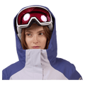 Hood view of the Rossignol VELIKA INSULATED Jacket in GALACTIC LILAC colourway, women model