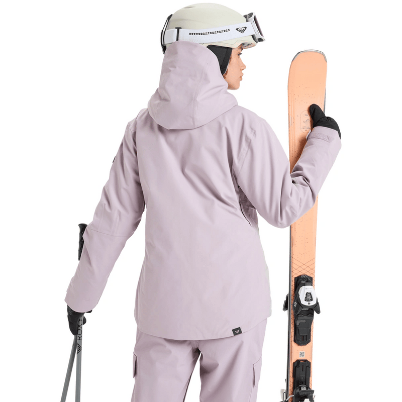 View of women in Roxy Wild Twist Snowboard Jacket - Womens in colour Nirvana.