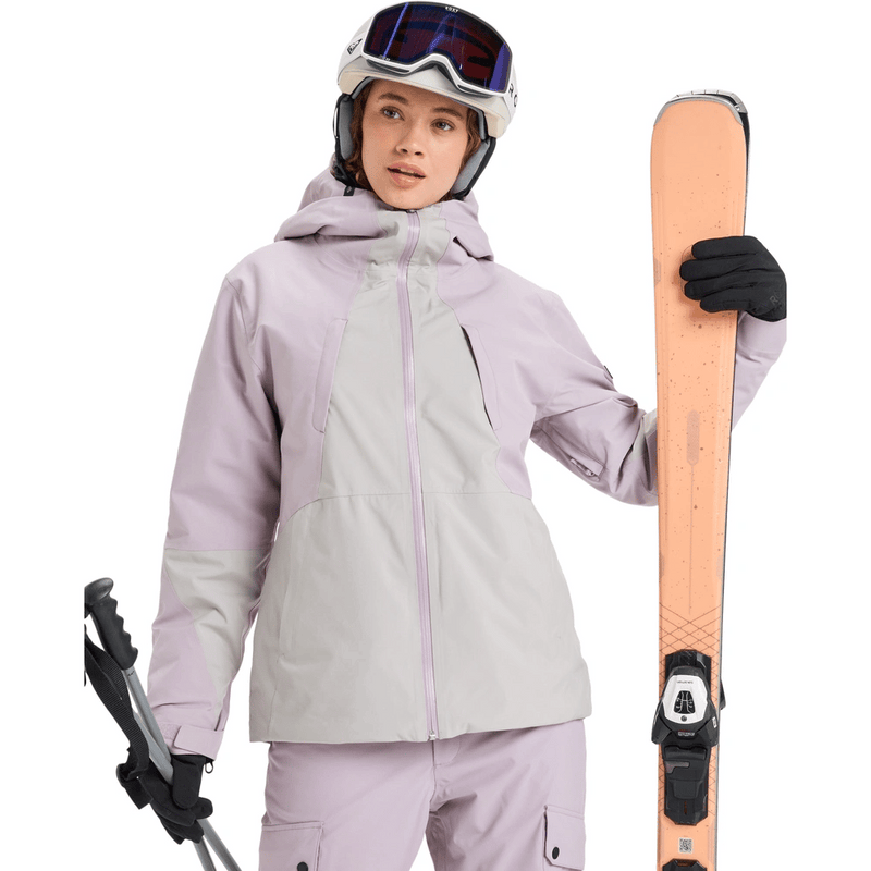 View of women in Roxy Wild Twist Snowboard Jacket - Womens in colour Nirvana.