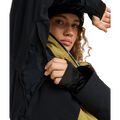 View of women in Roxy Wild Twist Snowboard Jacket - Womens in colour True Black.