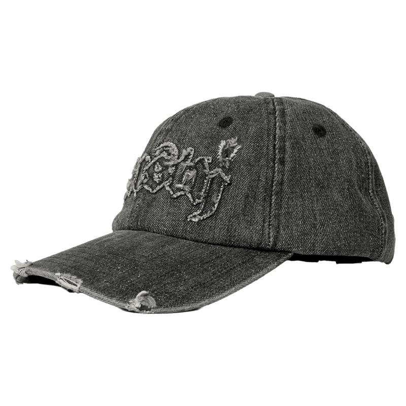 View of Rusty Roxanne Denim Dad Cap in colour Washed Black