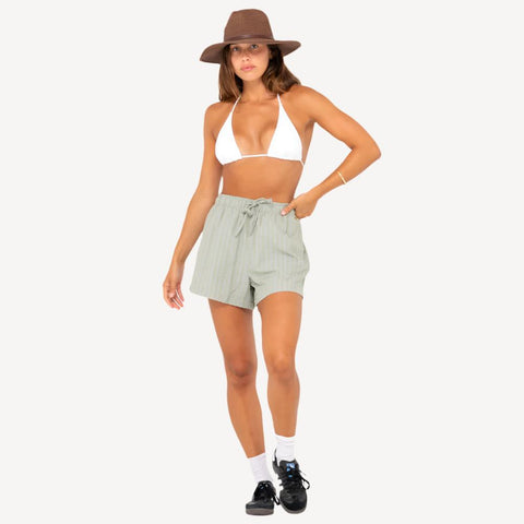 Stripy Girl Lounge Linen Short - Womens