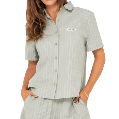 Stripy Girl Short Sleeve Shirt - Womens