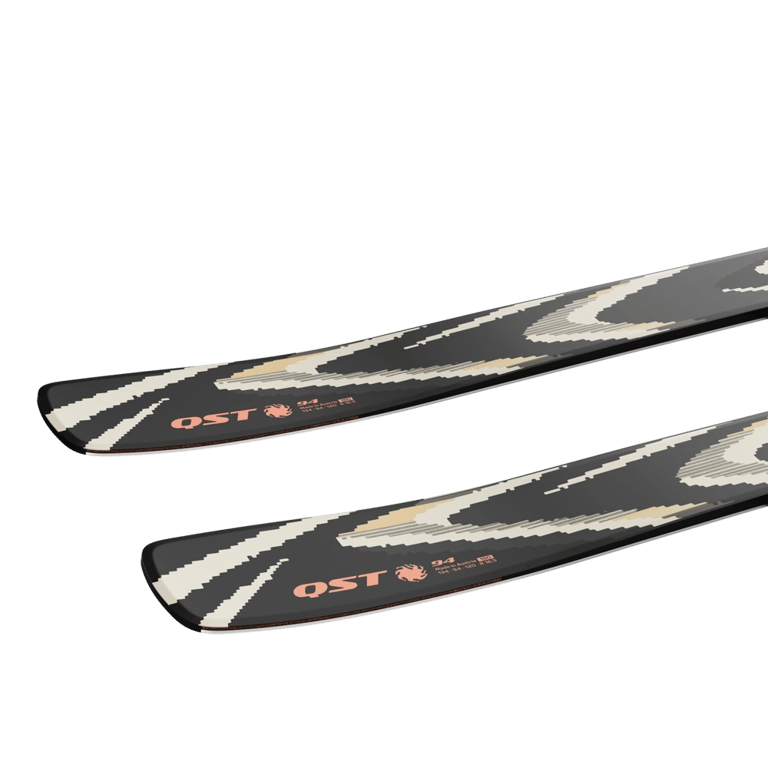 Tail view of the SALOMON QST 94 Black Skis, 26/27 Unisex's model