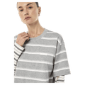 Close view of P.E Nation Spark LS Tee - Womens in colour Grey Marle Stripe.