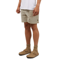 Side image of the Stripe Linen Shorts Mens in Tan