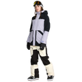 Front image of the The Volcom Stone Mica 20K Snowboard Pants – Womens with matching ski jacket in Bone colourway. Features contrast black knee, inner cuff and upper backside patches.