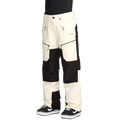 Front image of the The Volcom Stone Mica 20K Snowboard Pants – Womens in Bone colourway. Features contrast black knee, inner cuff and upper backside patches; zip and button fastening, belt loops and hip and thigh zip pockets