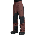 Front image of the The Volcom Stone Mica 20K Snowboard Pants – Womens in Oxblood colourway. Features contrast black knee, inner cuff and upper backside patches; zip and button fastening, belt loops and hip and thigh zip pockets
