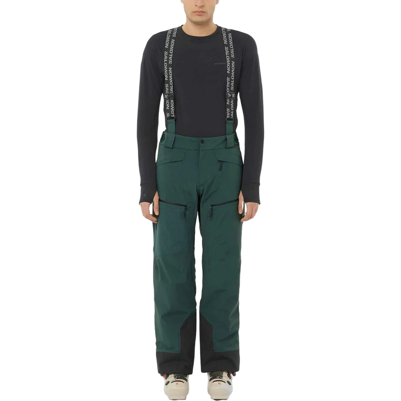Full-body view of the Salomon 2026 Brilliant Pant in Green Gables colourway, men's model.