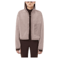 Front view of the Salomon Chroma Fleece Cardigan in Etherea colourway, women model