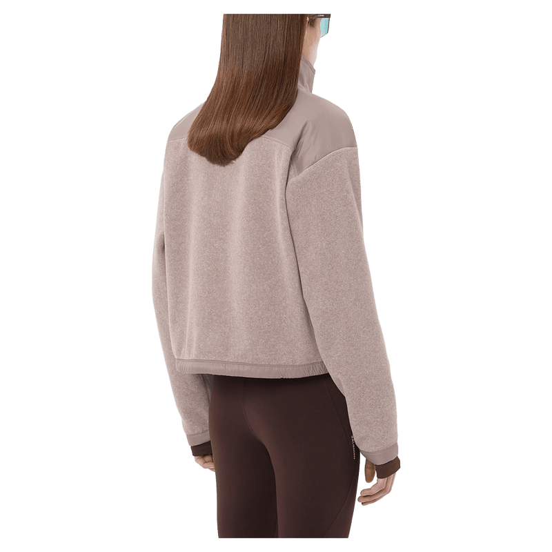 Back view of the Salomon Chroma Fleece Cardigan in Etherea colourway, women model
