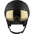 Front view of Salomon Driver Pro Sigma Visor Helmet in Black colour, featuring MIPS protection, EPS4D, dial fit system, active ventilation and goggles included