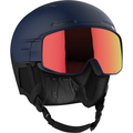 Main view of Salomon Driver Pro Sigma Visor Helmet in Blue colour, featuring MIPS protection, EPS4D, dial fit system, active ventilation and goggles included