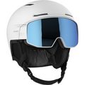 Main view of Salomon Driver Pro Sigma Visor Helmet in White colour, featuring MIPS protection, EPS4D, dial fit system, active ventilation and goggles included