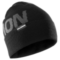Main view of the Salomon Hermitage Beanie in Deep Black colourway, unisex model