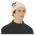 Worm view of the Salomon Hermitage Beanie in Whisper White colourway, unisex model